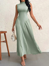 Women Elegant Pleated Tight - Fitting A - Line Dress - Negative Apparel