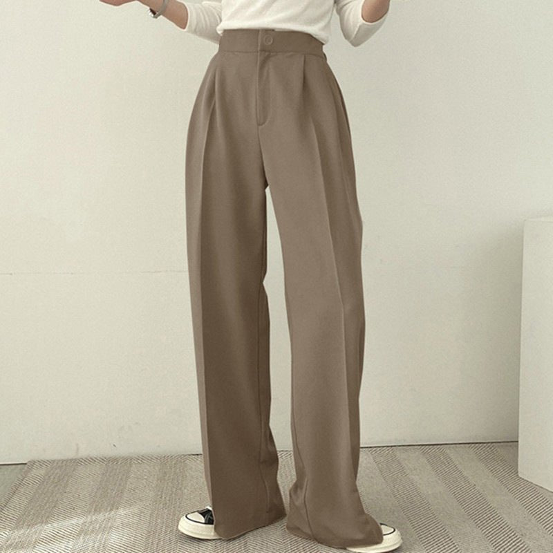 Women high waist long versatile wide leg suit pants - Negative Apparel