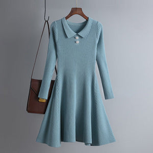 Women Korean style womens knitted solid color dress - Negative Apparel