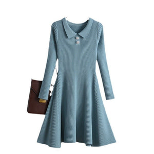 Women Korean style womens knitted solid color dress - Negative Apparel