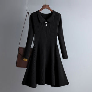 Women Korean style womens knitted solid color dress - Negative Apparel