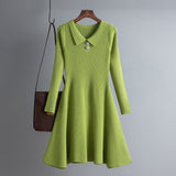 Women Korean style womens knitted solid color dress - Negative Apparel