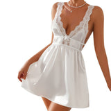 Women lace deep V low - cut backless suspender nightdress - Negative Apparel