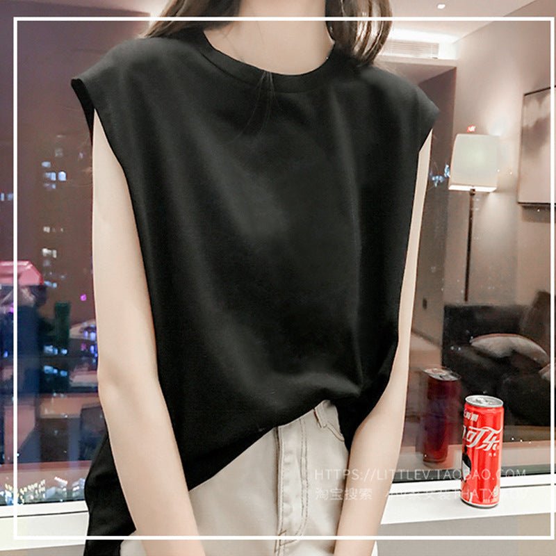 Women Loose Round Neck Sleeveless Top - Negative Apparel