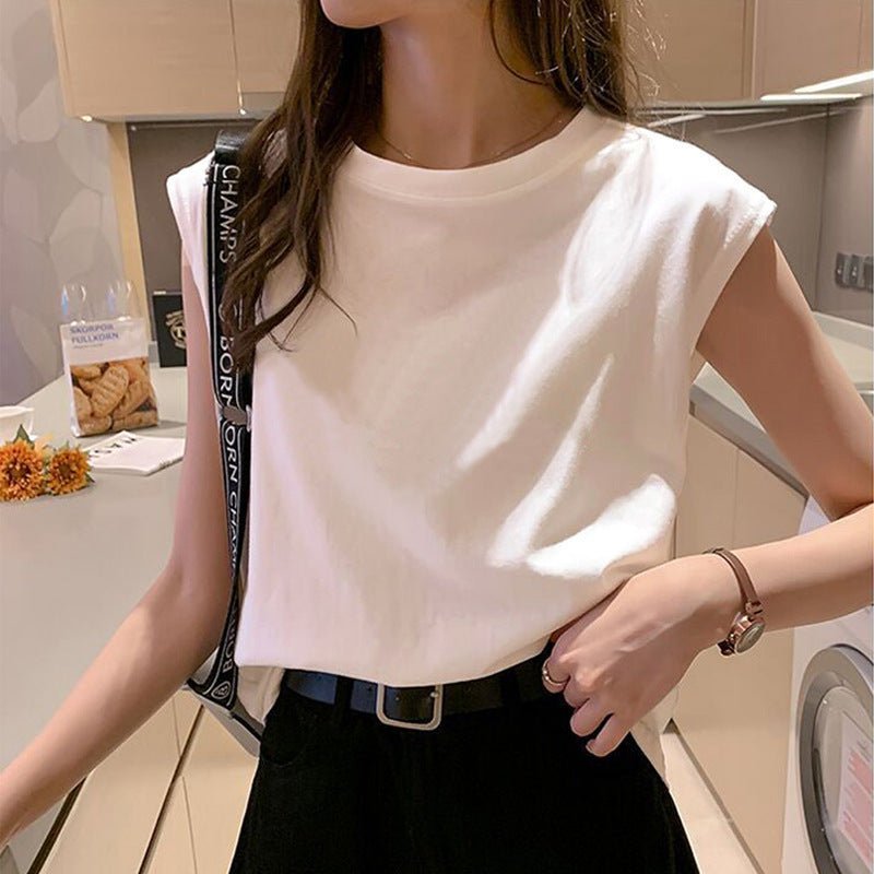 Women Loose Round Neck Sleeveless Top - Negative Apparel