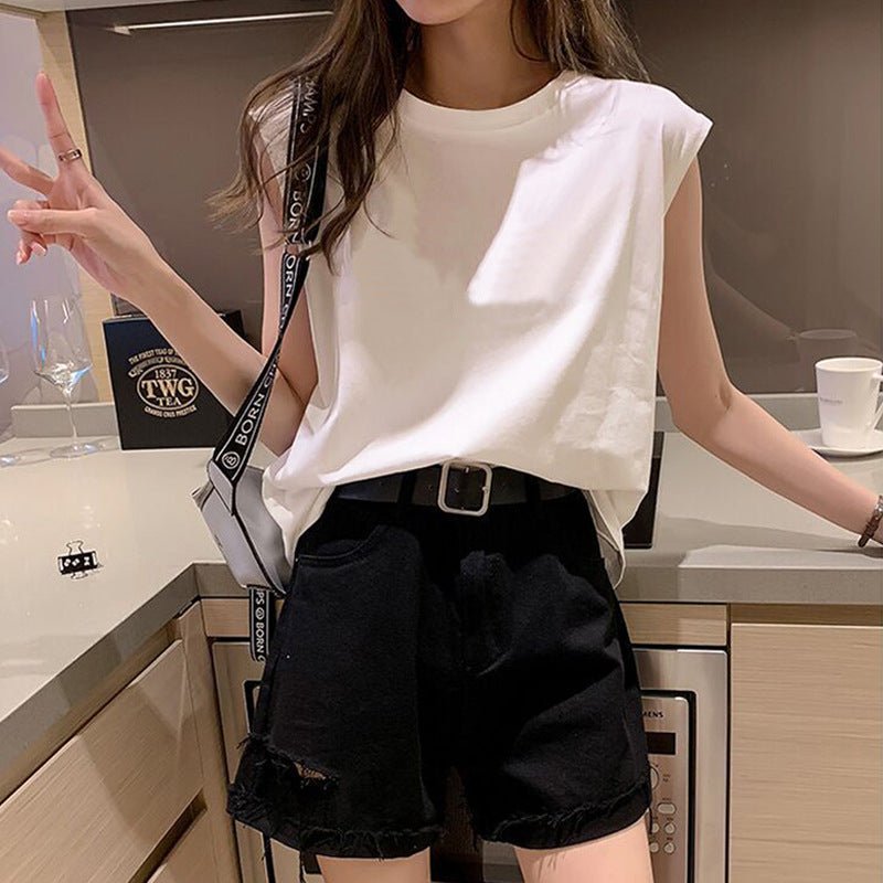 Women Loose Round Neck Sleeveless Top - Negative Apparel