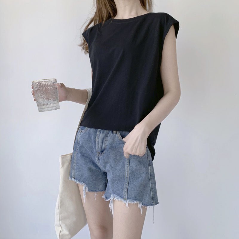 Women Loose Round Neck Sleeveless Top - Negative Apparel