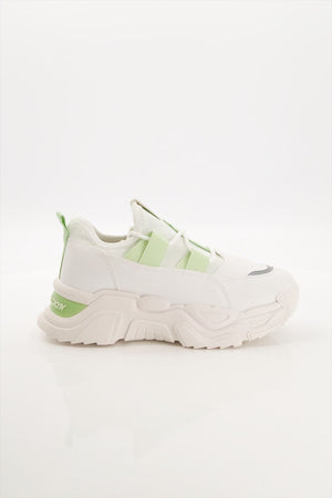 Women Premium WHITE GREEN Sports Shoes - Negative Apparel