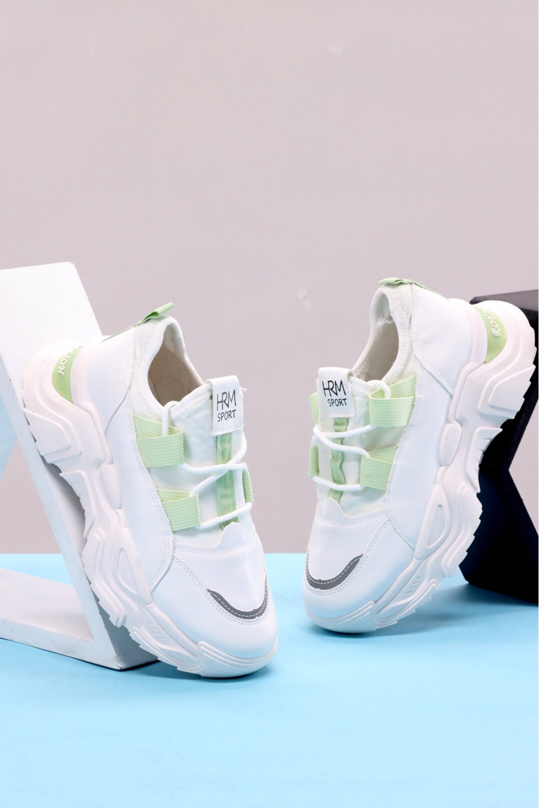 Women Premium WHITE GREEN Sports Shoes - Negative Apparel