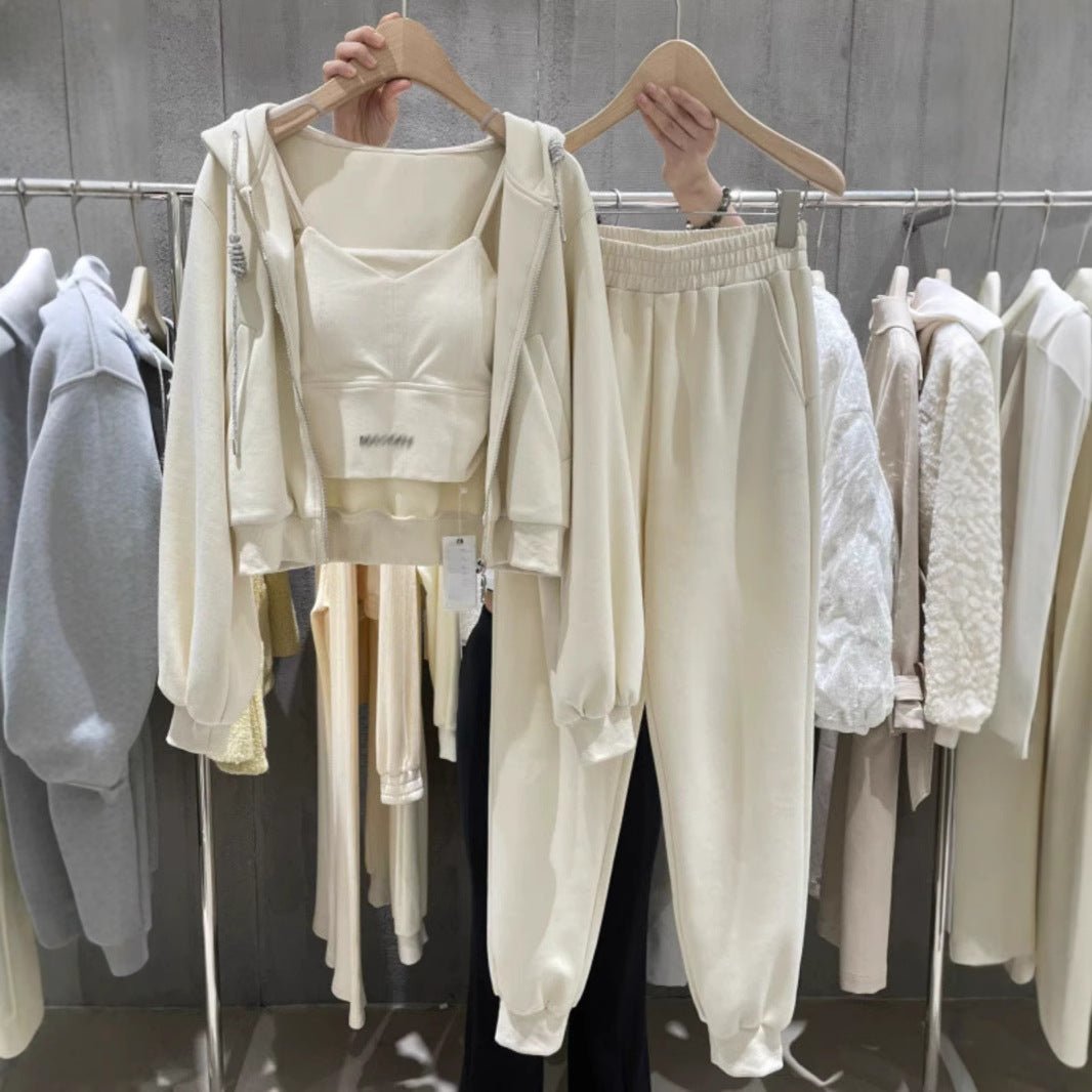 Women’s 3 - Piece Casual Suit Set – Top + Pants + Vest, Korean Style, Autumn 2025 Collection - Negative Apparel