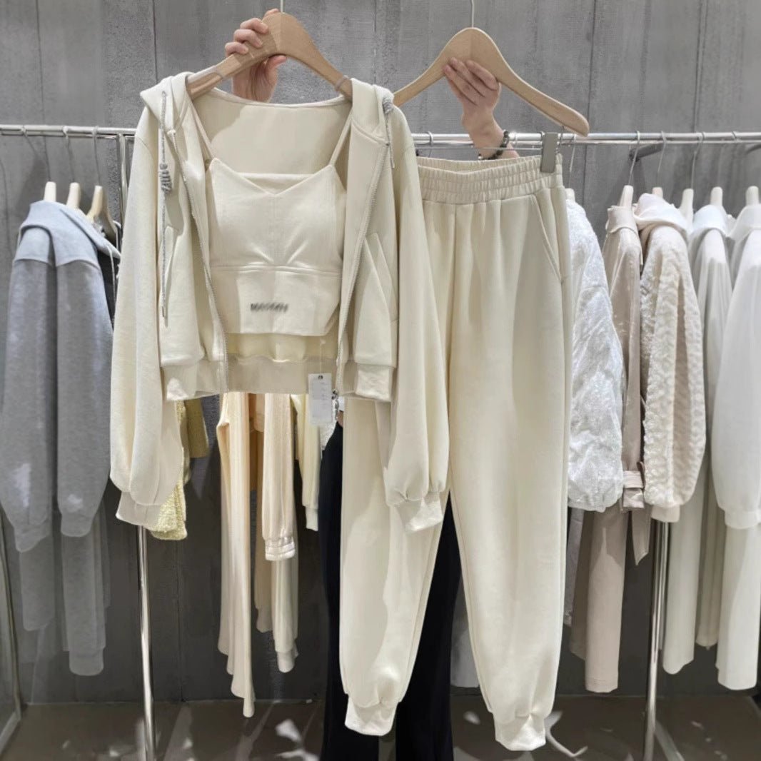 Women’s 3 - Piece Casual Suit Set – Top + Pants + Vest, Korean Style, Autumn 2025 Collection - Negative Apparel