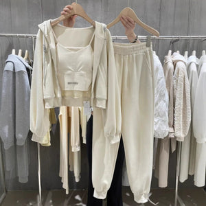 Women’s 3 - Piece Casual Suit Set – Top + Pants + Vest, Korean Style, Autumn 2025 Collection - Negative Apparel