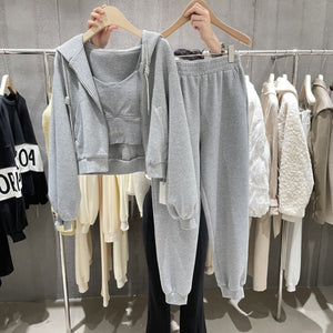 Women’s 3 - Piece Casual Suit Set – Top + Pants + Vest, Korean Style, Autumn 2025 Collection - Negative Apparel