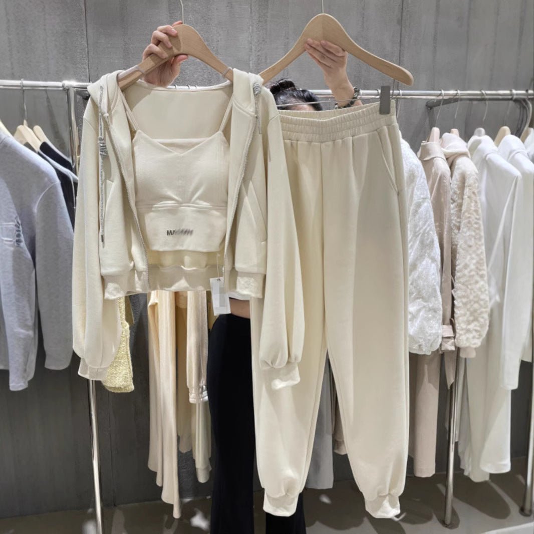 Women’s 3 - Piece Casual Suit Set – Top + Pants + Vest, Korean Style, Autumn 2025 Collection - Negative Apparel