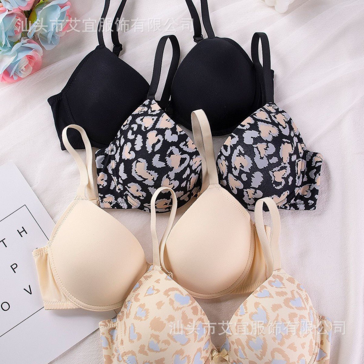 Women’s 3/4 Cup Gathering Tube Top Bra – Floral & Solid Colors - Negative Apparel