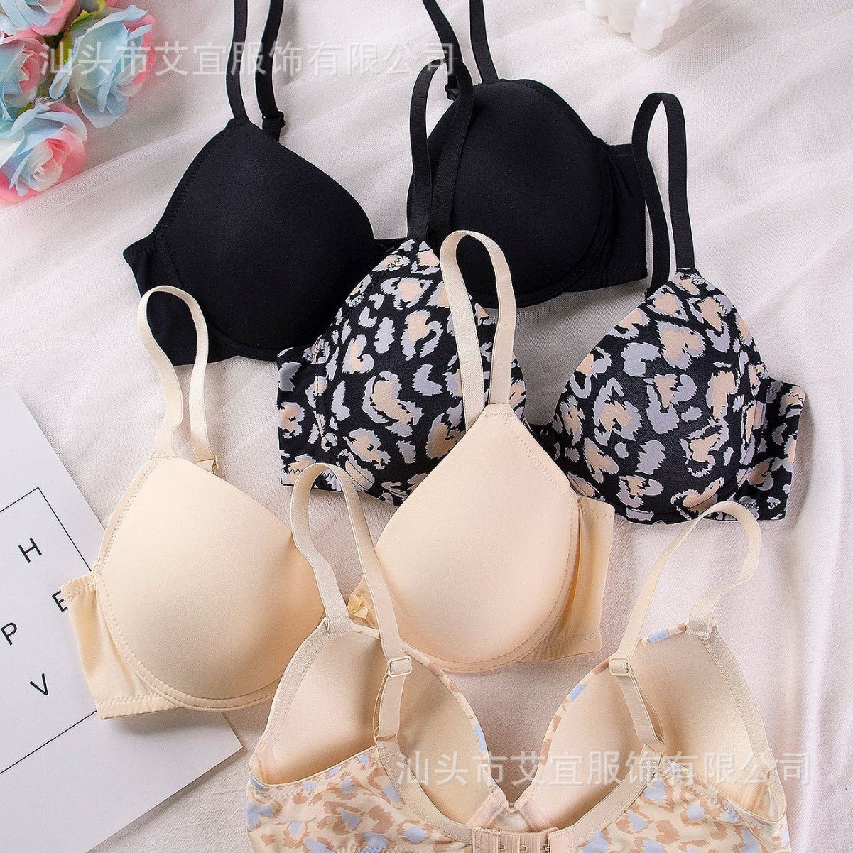 Women’s 3/4 Cup Gathering Tube Top Bra – Floral & Solid Colors - Negative Apparel