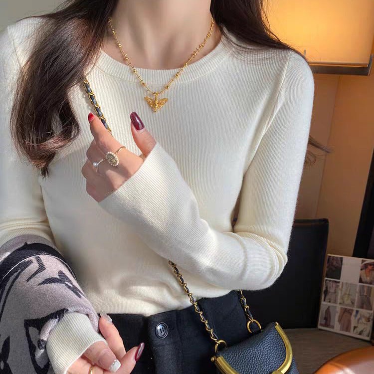 Women’s Andy Velvet Slim - Fit Pullover Sweater – Soft Gentle Wind Knit - Negative Apparel