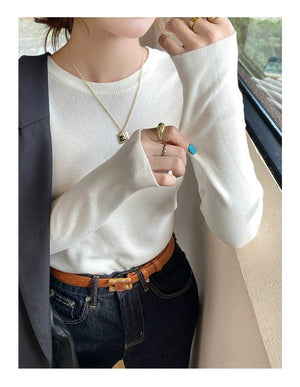 Women’s Andy Velvet Slim - Fit Pullover Sweater – Soft Gentle Wind Knit - Negative Apparel