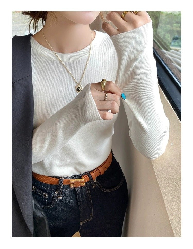 Women’s Andy Velvet Slim - Fit Pullover Sweater – Soft Gentle Wind Knit - Negative Apparel