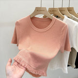 Women’s Bingshuang Silk Tassel T-Shirt – Sweet & Spicy Slim Fit Top - Negative Apparel