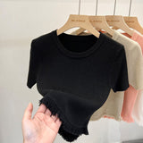 Women’s Bingshuang Silk Tassel T-Shirt – Sweet & Spicy Slim Fit Top - Negative Apparel