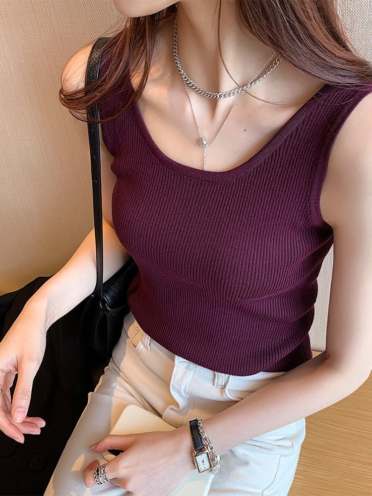 Women’s Bingshuang Silk Y - Shaped Slim - Fit Top – Lightweight Korean Casual Style - Negative Apparel