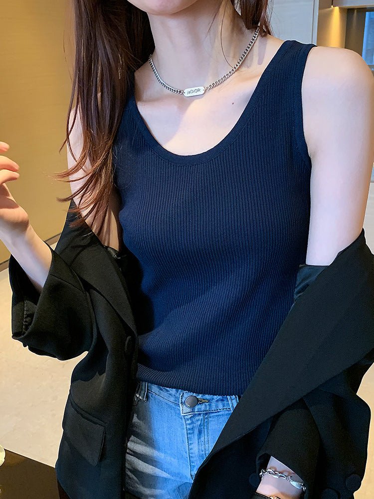 Women’s Bingshuang Silk Y - Shaped Slim - Fit Top – Lightweight Korean Casual Style - Negative Apparel