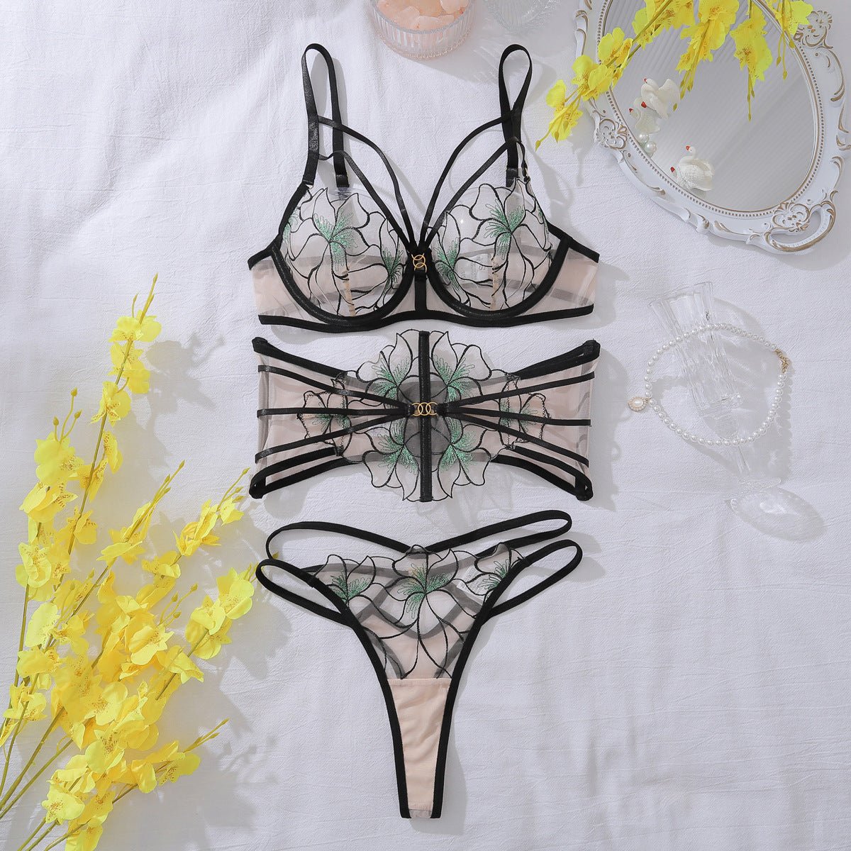 Women’s Black Skin Tone Lace Role - Playing Costume | Spring 2025 Three - Point Outfit - Negative Apparel