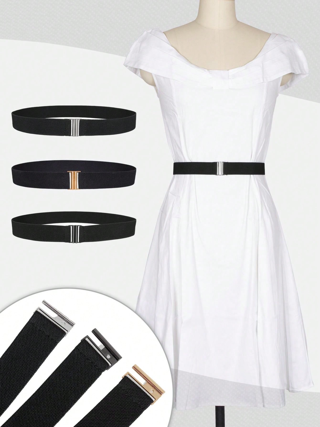 Womens Black Vintage Plus Elastic Stretchy Waist Cinch Trimmer Belt - Negative Apparel