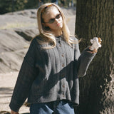 Women’s Button - Up Cardigan Sweater | Thick Knit Viscose Blend | Solid Color Korean Casual Style | Autumn 2025 Fashion - Negative Apparel