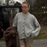 Women’s Button - Up Cardigan Sweater | Thick Knit Viscose Blend | Solid Color Korean Casual Style | Autumn 2025 Fashion - Negative Apparel