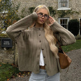 Women’s Button - Up Cardigan Sweater | Thick Knit Viscose Blend | Solid Color Korean Casual Style | Autumn 2025 Fashion - Negative Apparel