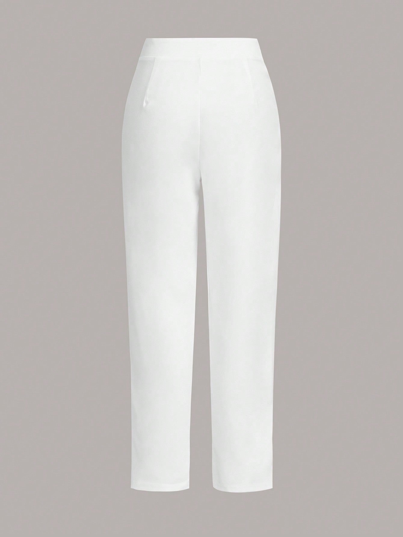 Women's Casual Solid Color Cone - Shaped Long White Pants,Ladies Spring/Fall Casual Pocket,Zipper Natural Cargo Pants Cropped White Regular Fit Women Pants,Casual Daily Wear - Negative Apparel