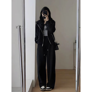 Women’s Casual Suit – Japanese & Korean Style, Autumn 2025, Long Sleeve Top Set with Zipper - Negative Apparel