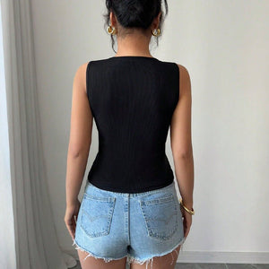 women's clothing 2025 summer an and n temperament commuter style small vest slit sleeveless tops for women - Negative Apparel