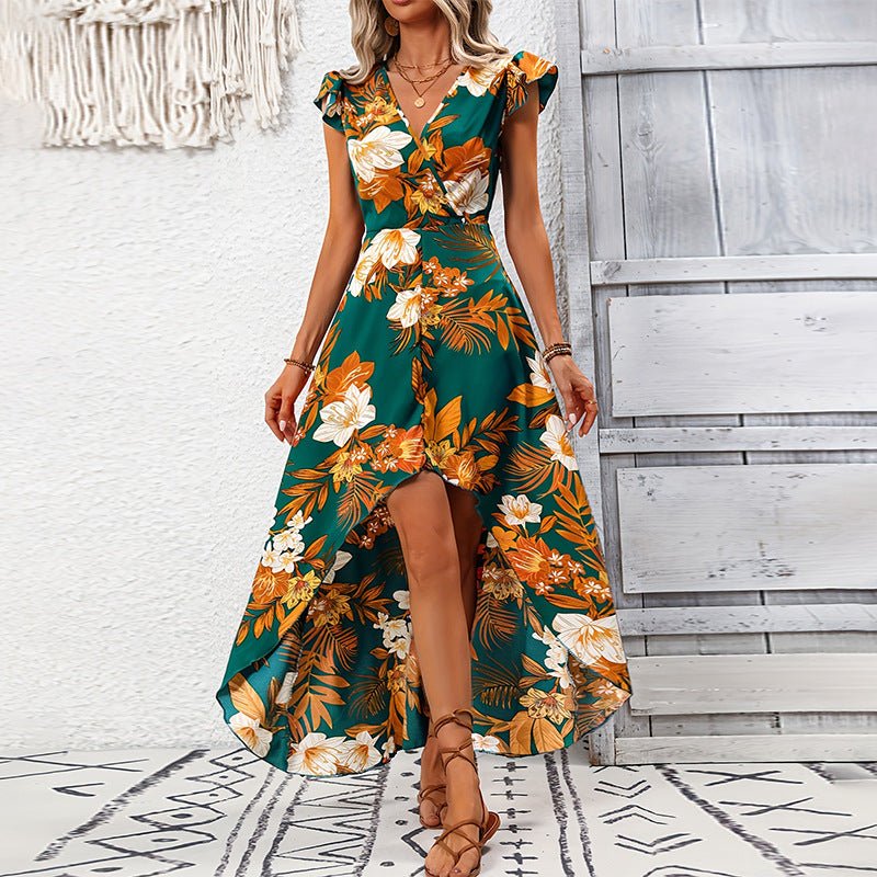 women's clothing 2025 summer holiday style an and n dress flower slit mid - length skirt - Negative Apparel