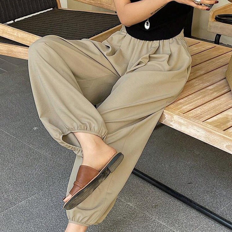 women's clothing 2025 summer new an and n temperament casual trousers loose cuffs harem pants polyester pants - Negative Apparel