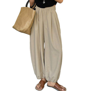 women's clothing 2025 summer new an and n temperament casual trousers loose cuffs harem pants polyester pants - Negative Apparel