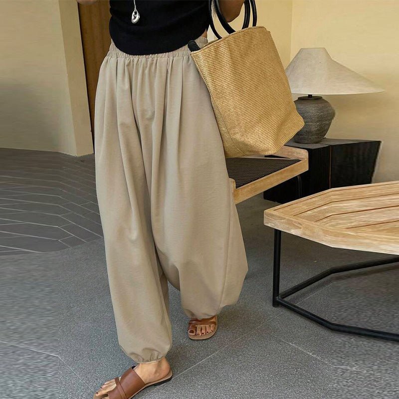 women's clothing 2025 summer new an and n temperament casual trousers loose cuffs harem pants polyester pants - Negative Apparel