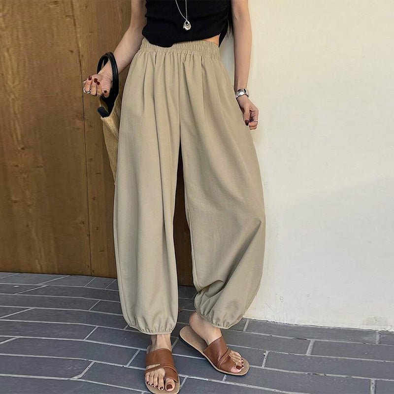 women's clothing 2025 summer new an and n temperament casual trousers loose cuffs harem pants polyester pants - Negative Apparel