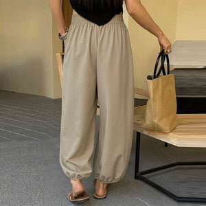 women's clothing 2025 summer new an and n temperament casual trousers loose cuffs harem pants polyester pants - Negative Apparel