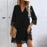 women's clothing an and n style dress 2025 spring and summer new holiday burnt flower half - sleeved A - line skirt - Negative Apparel
