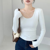 Women’s Coconut Velvet U - Neck Pleated Top – Slim Fit Polished Innerwear - Negative Apparel