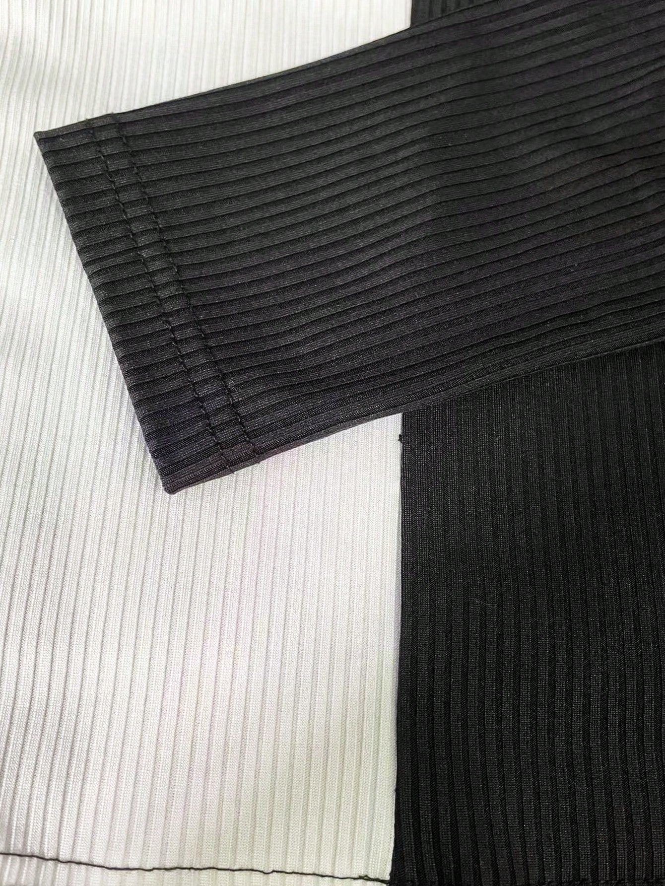 Women's Color Block Asymmetric Shoulder Long Sleeve T-Shirt, Ribbed Knit Top FD - Negative Apparel