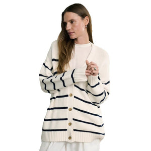 Women’s Color - Matching V - Neck Cardigan Sweater – Loose Fit Cotton Blend Multi - Button Knitwear, Summer 2025 Collection - Negative Apparel