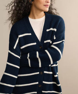 Women’s Color - Matching V - Neck Cardigan Sweater – Loose Fit Cotton Blend Multi - Button Knitwear, Summer 2025 Collection - Negative Apparel