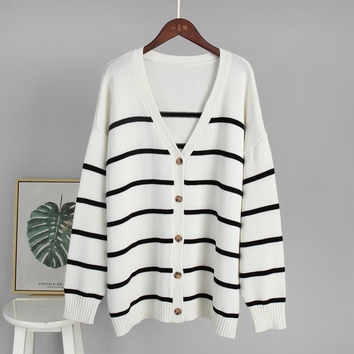 Women’s Cotton Color - Block Cardigan | Loose V - Neck Knit Sweater | Japanese Casual Style | Summer 2025 - Negative Apparel
