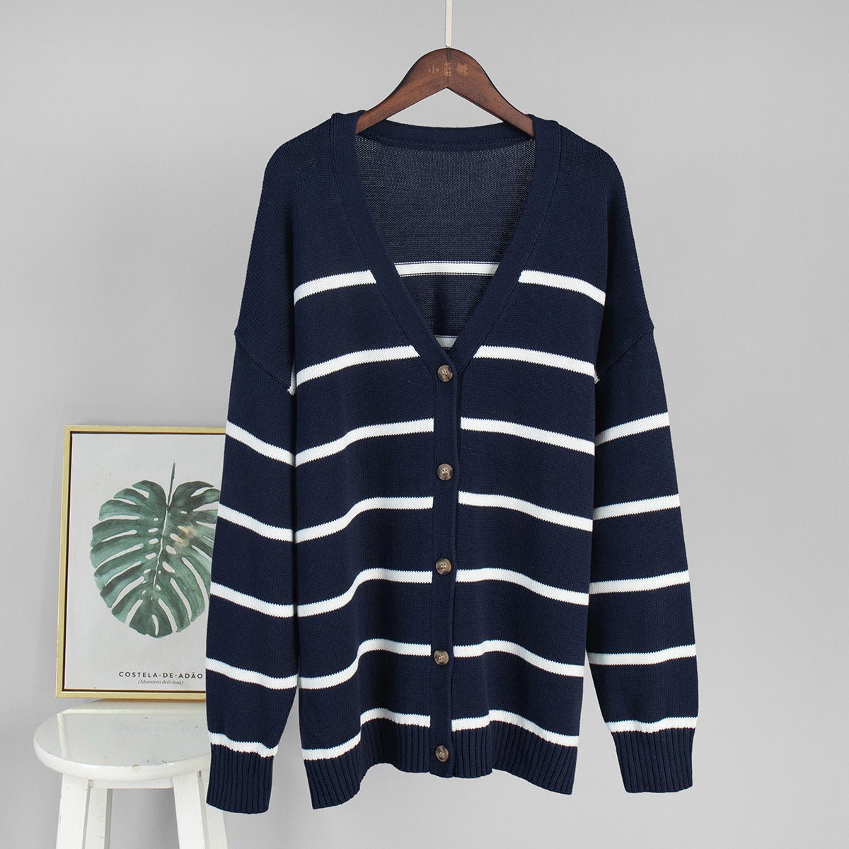 Women’s Cotton Color - Block Cardigan | Loose V - Neck Knit Sweater | Japanese Casual Style | Summer 2025 - Negative Apparel