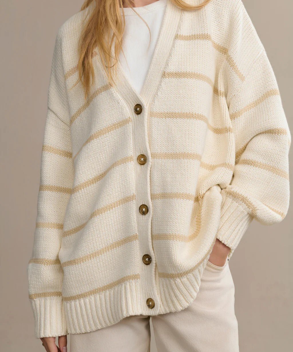 Women’s Cotton Color - Block Cardigan | Loose V - Neck Knit Sweater | Japanese Casual Style | Summer 2025 - Negative Apparel