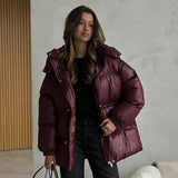 Women’s Cotton - Padded Jacket | Slim Fit Warm Puffer Coat with Detachable Hood | Korean Minimalist Polyester Outerwear Spring 2025 - Negative Apparel